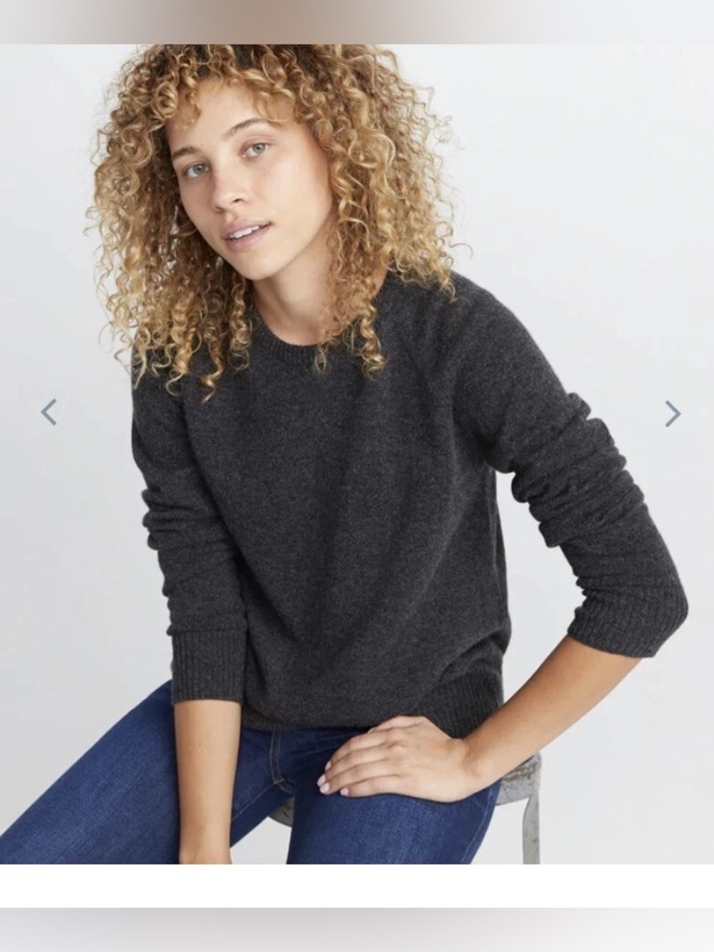 Marine Layer Maya Cashmere Swing Crewneck Sweater Heather Charcoal size Small
